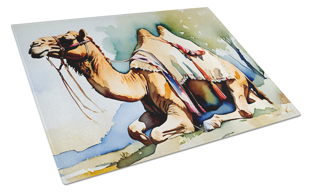 Camel Cutting Board Tempered Glass Kitchen Cutting Surface, Heat Resistant Chopping, Non-Slip Feet, Food Prep & Serving