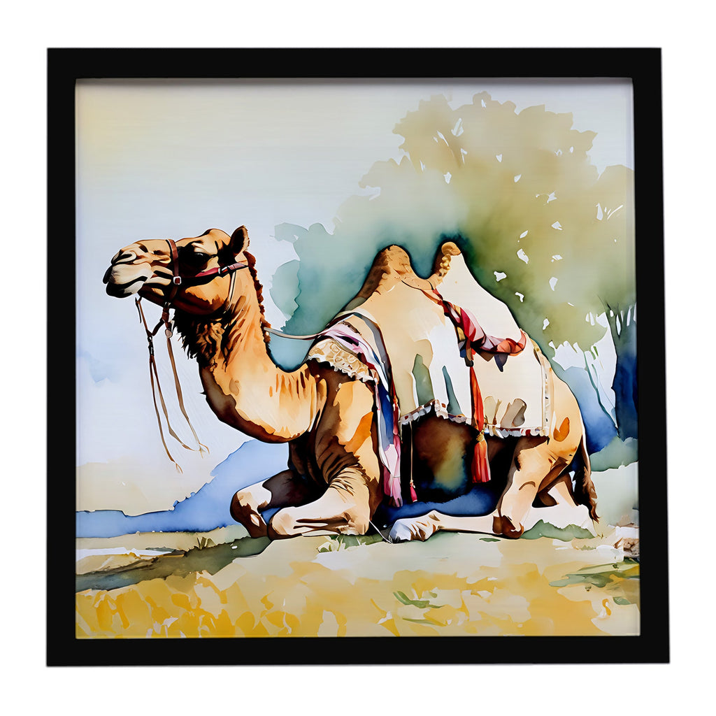 Camel Framed Metal Print Bathroom, Kitchen, Office, Home Decor Wall Art Ready to Hang, Square, 8X8