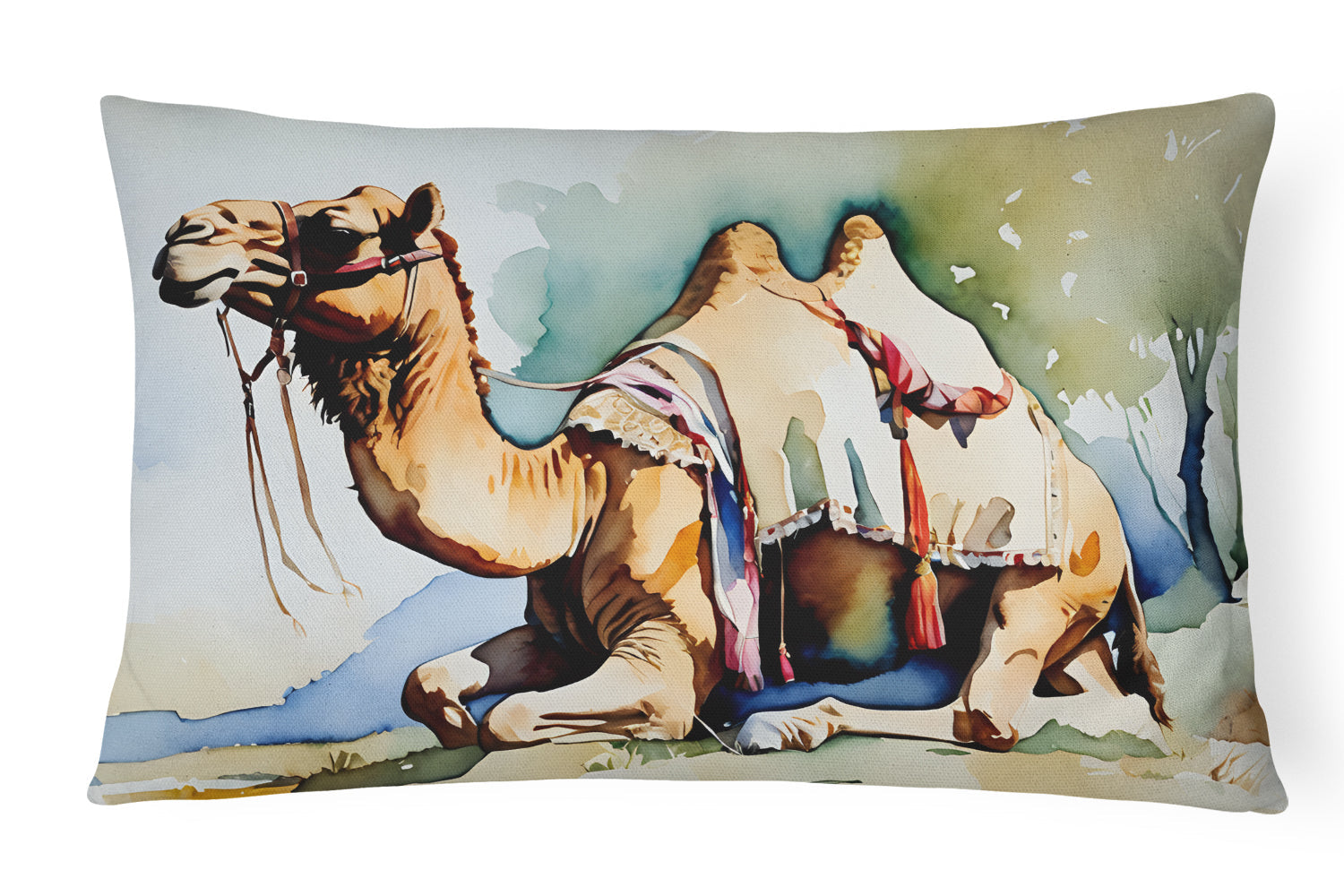 Camel Decorative Throw Pillow 12x16 Indoor Outdoor Accent Cushion, Fabric Cover with Insert for Sofa, Bed, Porch & Living Room
