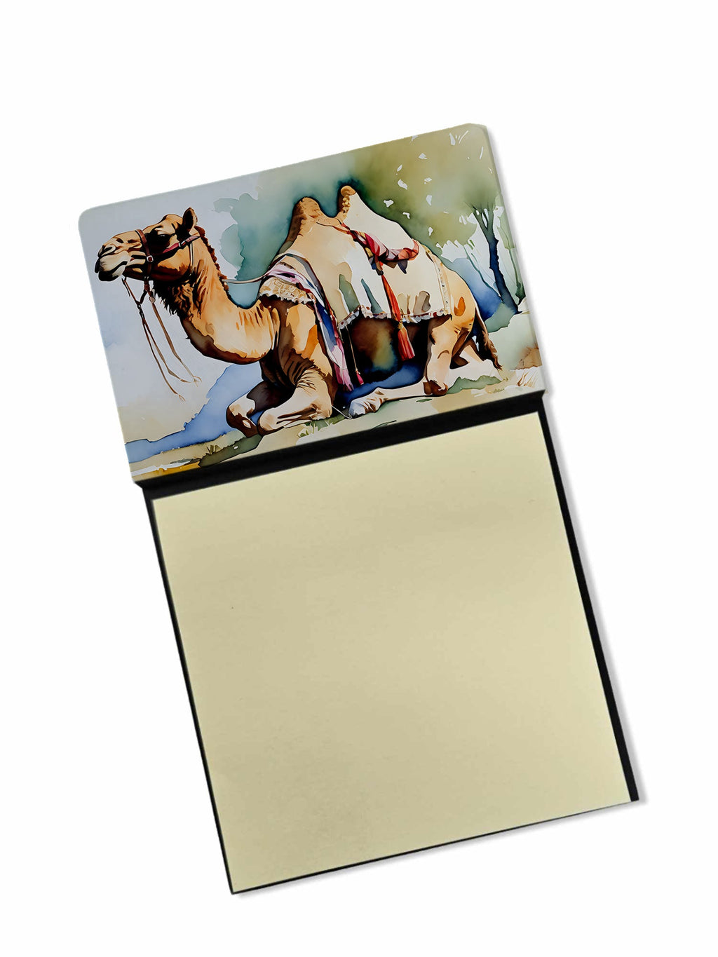 Camel Watercolor Sticky Note Holder Refillable Dispenser Desk Accessory 3x3 Pad Gift