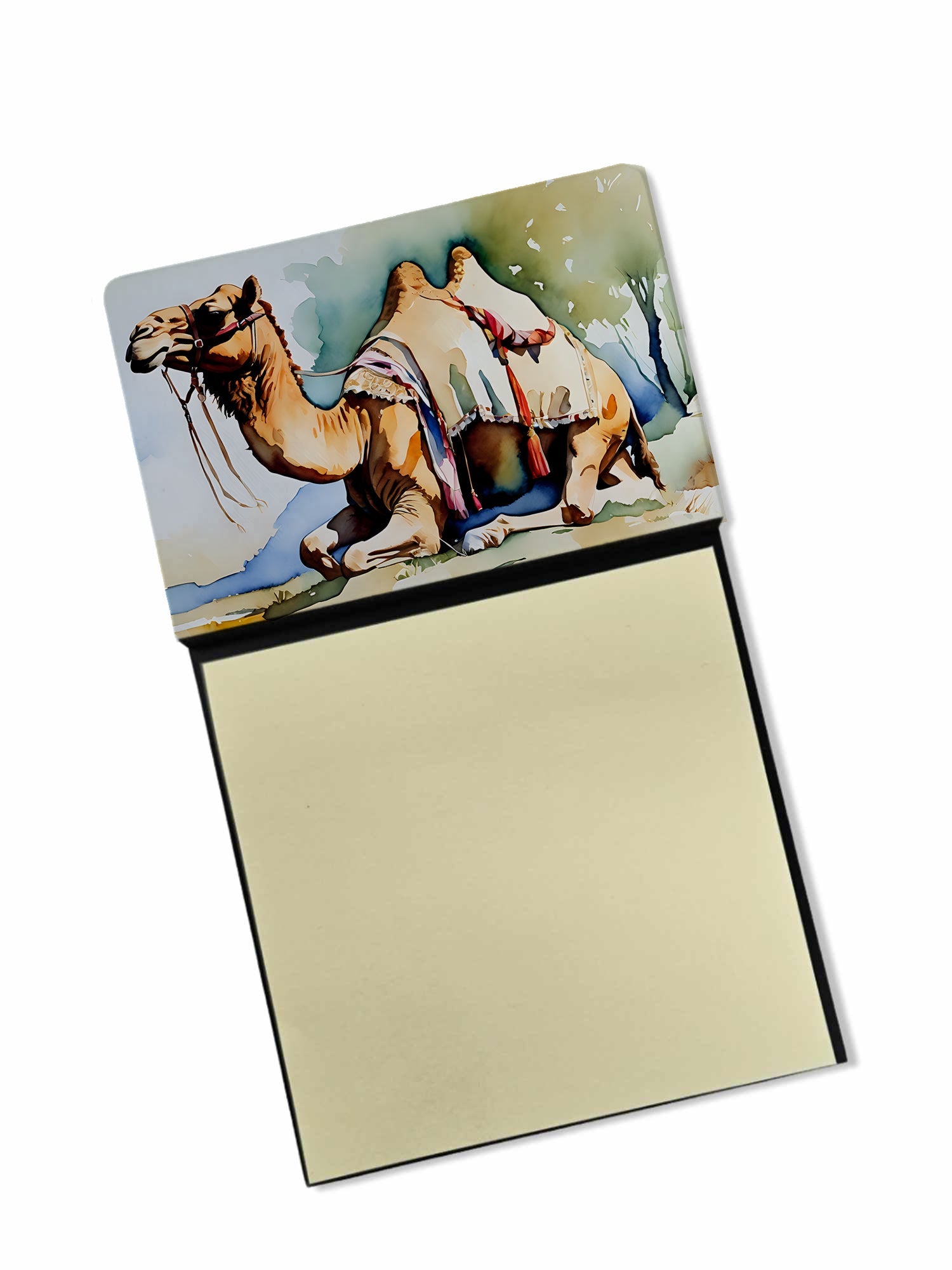 Camel Watercolor Sticky Note Holder Refillable Dispenser Desk Accessory 3x3 Pad Gift