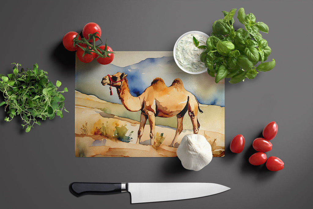Camel Cutting Board Tempered Glass Kitchen Cutting Surface, Heat Resistant Chopping, Non-Slip Feet, Food Prep & Serving