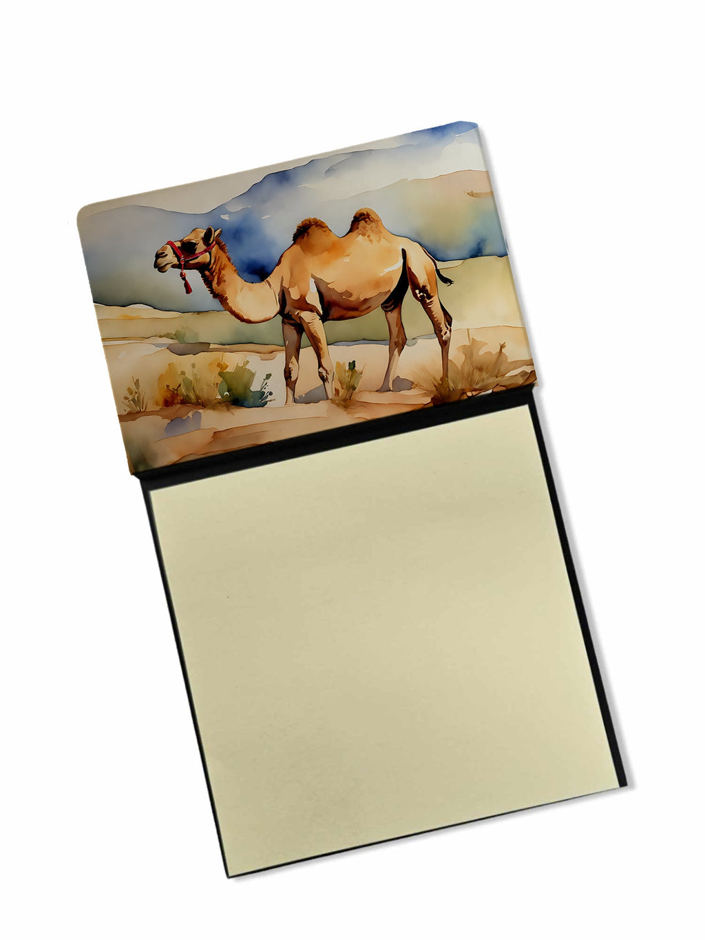 Camel Watercolor Sticky Note Holder Refillable Dispenser Desk Accessory 3x3 Pad Gift