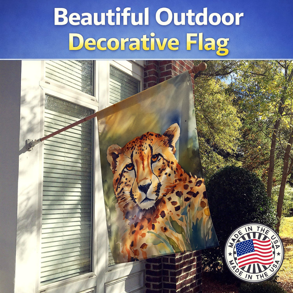 Cheetah House Flag 28x40 Porch Sleeve Pole Decorative Outside Yard Banner Artwork Wall Hanging, Polyester