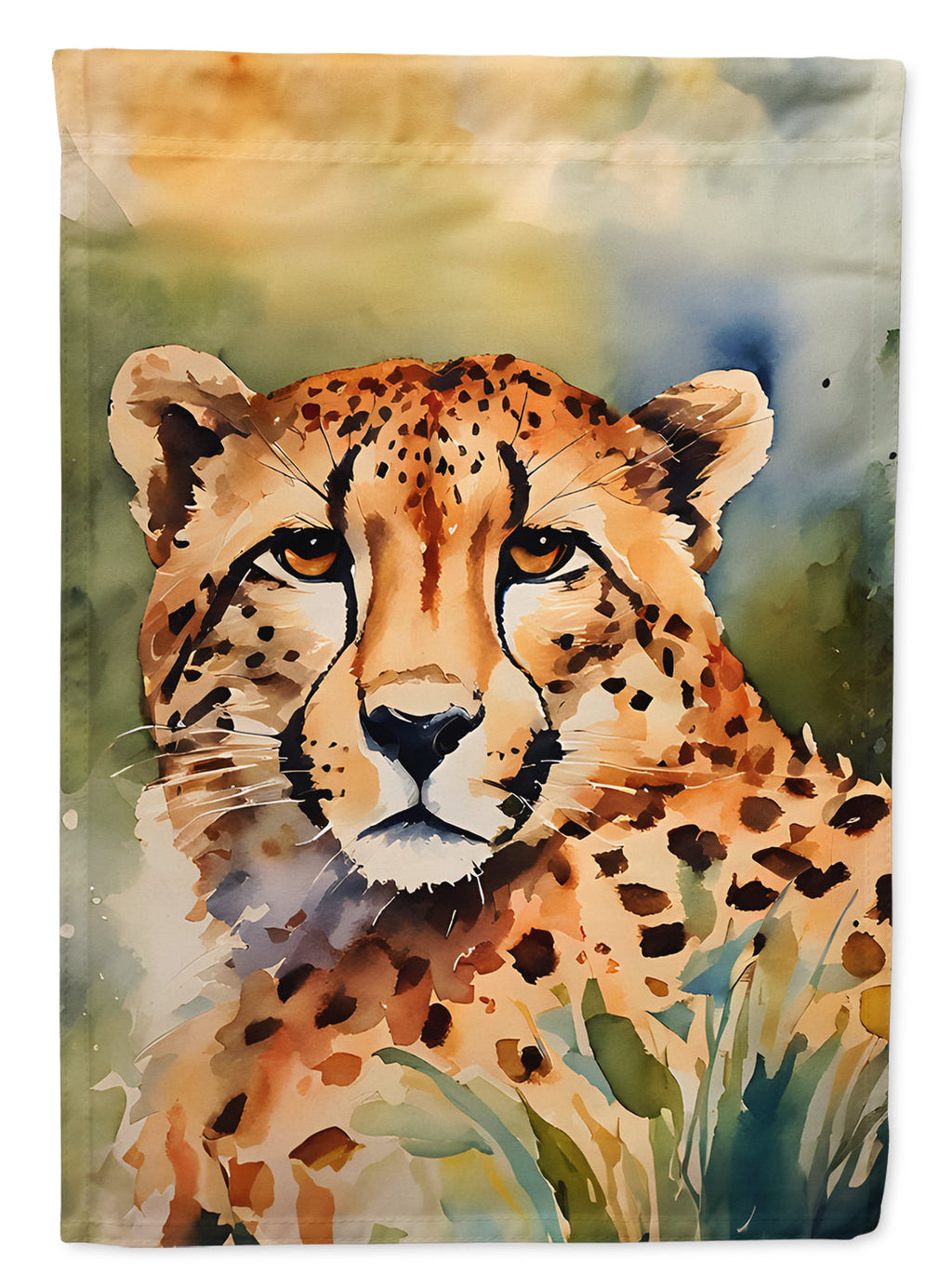 Cheetah House Flag 28x40 Porch Sleeve Pole Decorative Outside Yard Banner Artwork Wall Hanging, Polyester