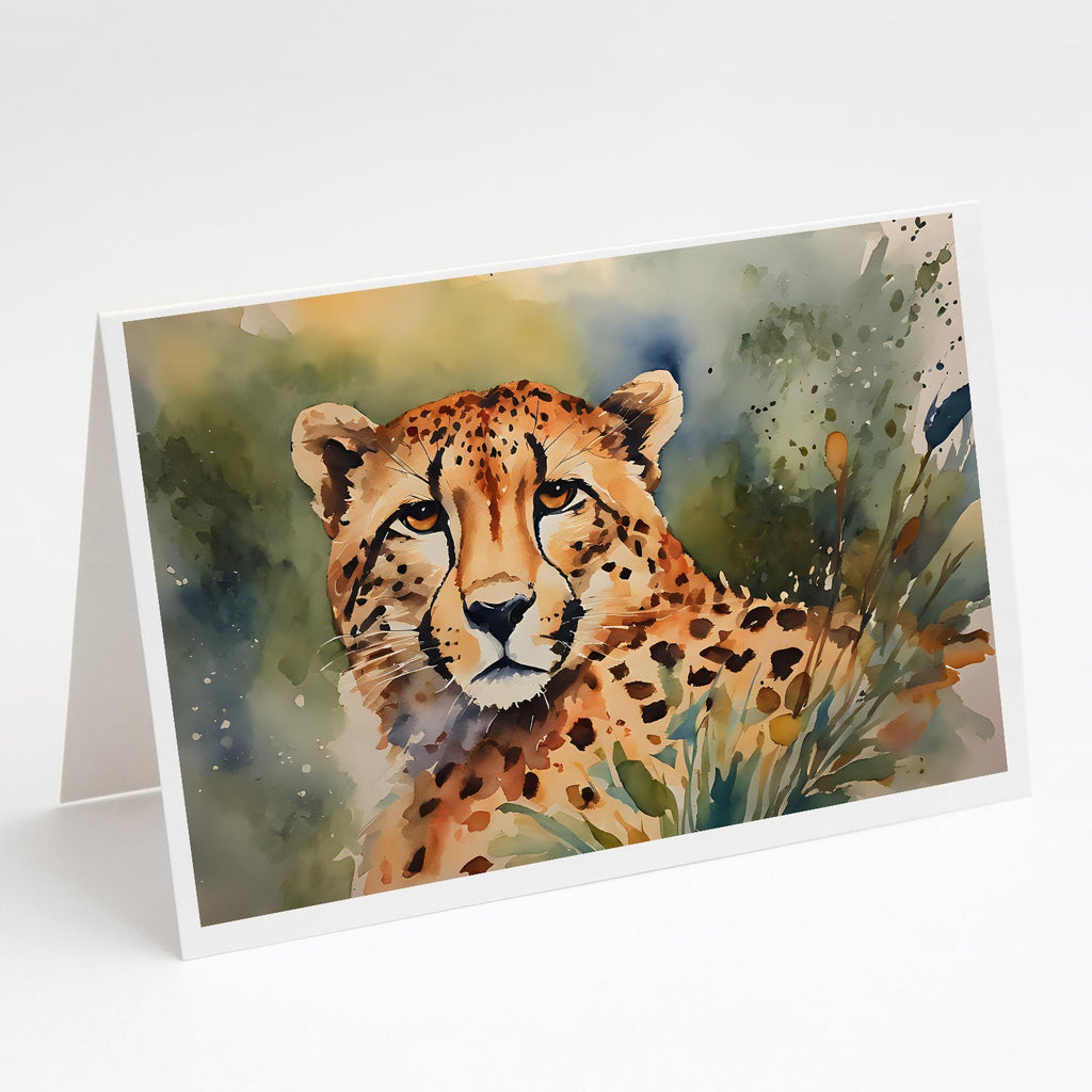 Cheetah Greeting Cards Pack of 8 Blank Cards with Envelopes Whimsical A7 Size 5x7