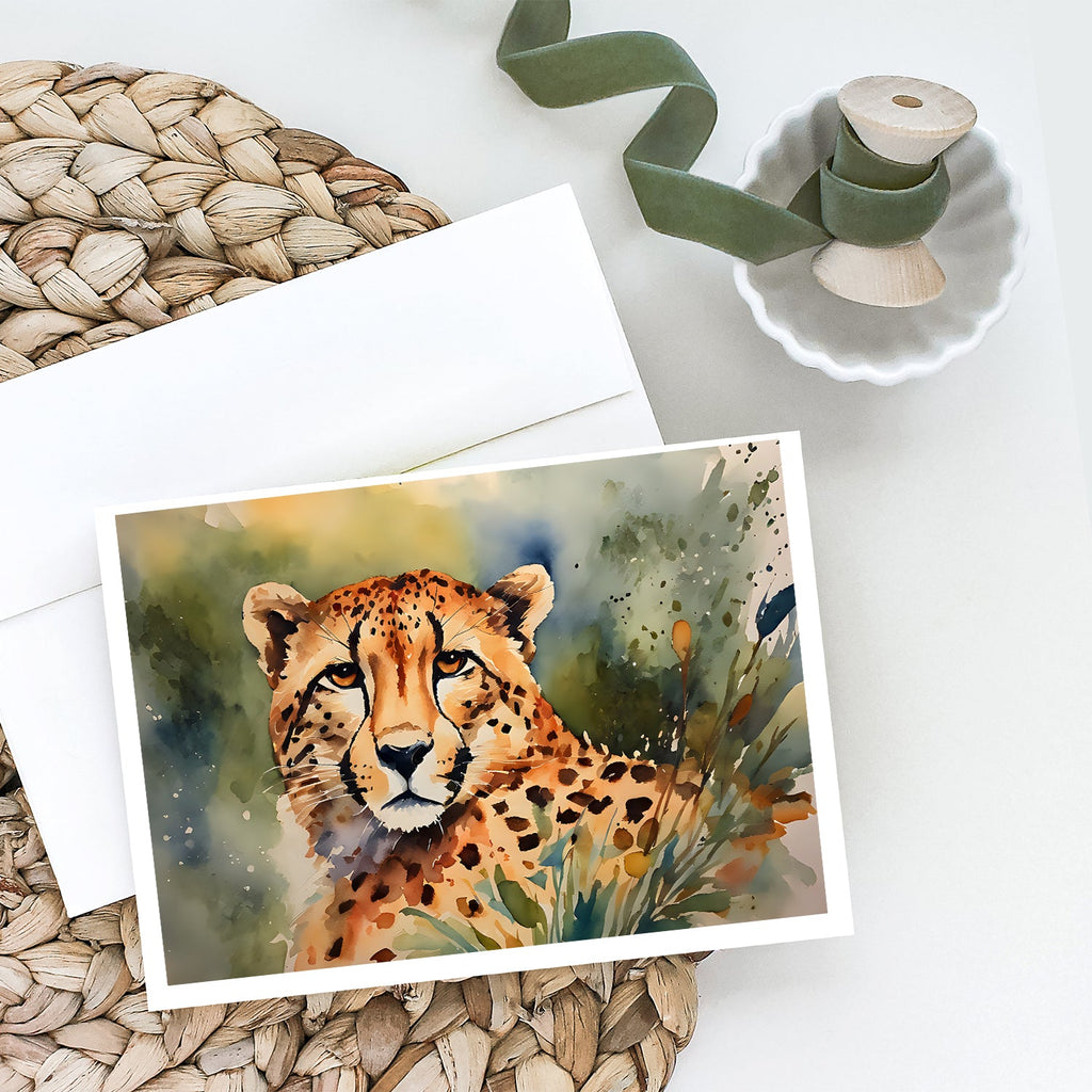 Cheetah Greeting Cards Pack of 8 Blank Cards with Envelopes Whimsical A7 Size 5x7