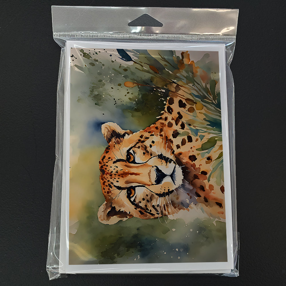 Cheetah Greeting Cards Pack of 8 Blank Cards with Envelopes Whimsical A7 Size 5x7
