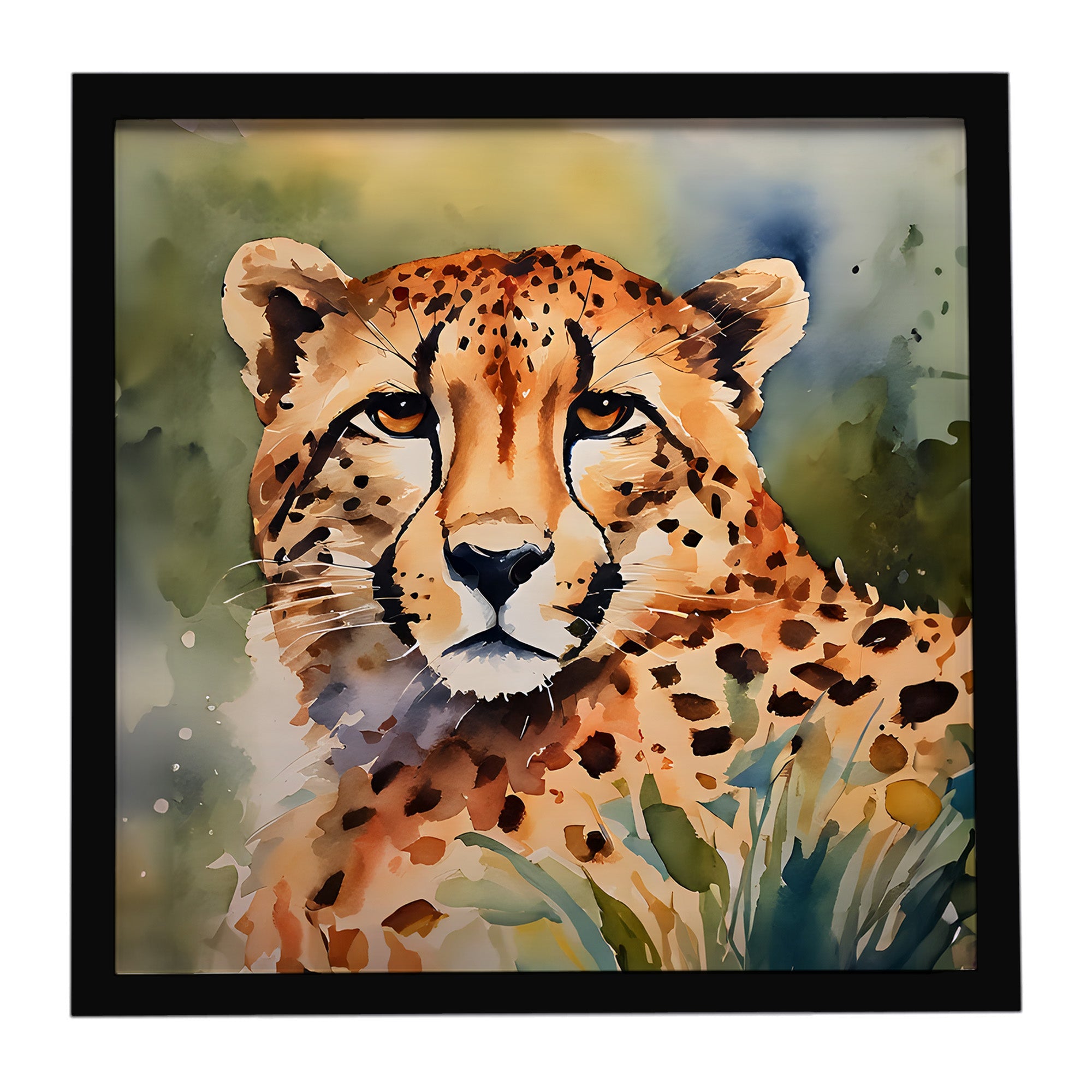 Cheetah Framed Metal Print Bathroom, Kitchen, Office, Home Decor Wall Art Ready to Hang, Square, 8X8