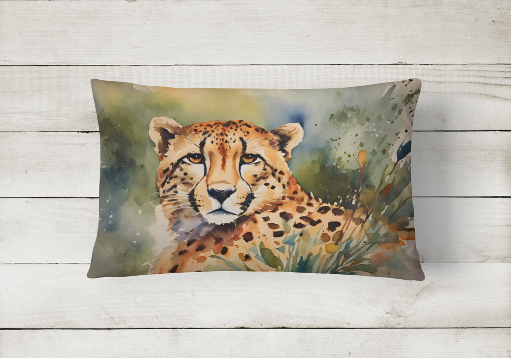 Cheetah Decorative Throw Pillow 12x16 Indoor Outdoor Accent Cushion, Fabric Cover with Insert for Sofa, Bed, Porch & Living Room