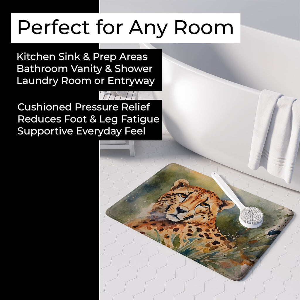 Cheetah Memory Foam Kitchen Mat Machine Washable Anti-Fatigue Cushion Comfort Bath or Kitchen Rug