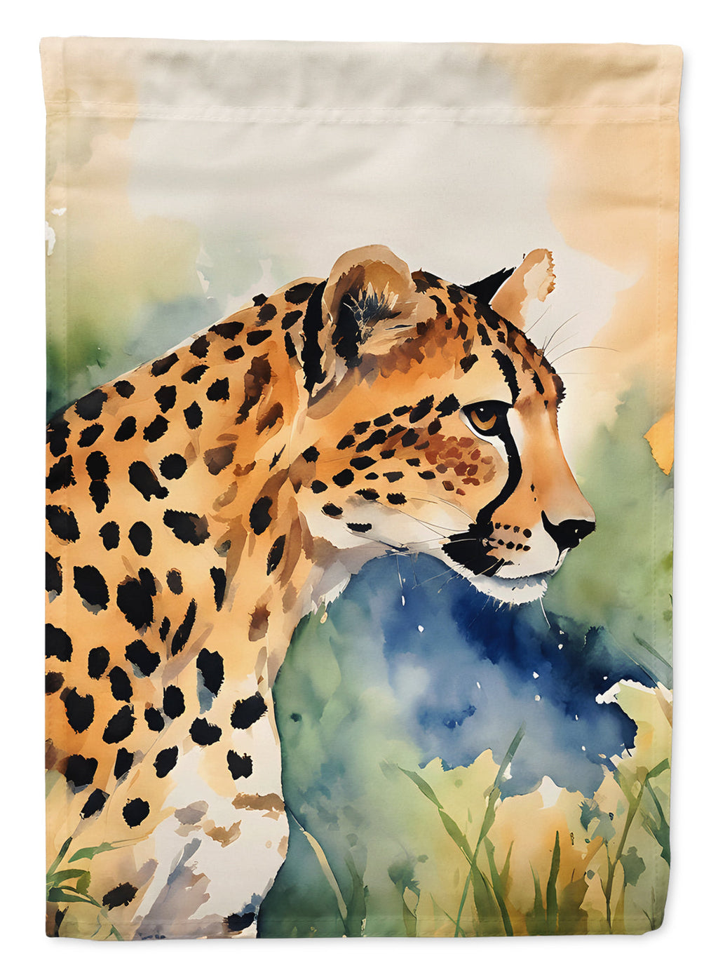 Cheetah House Flag 28x40 Porch Sleeve Pole Decorative Outside Yard Banner Artwork Wall Hanging, Polyester