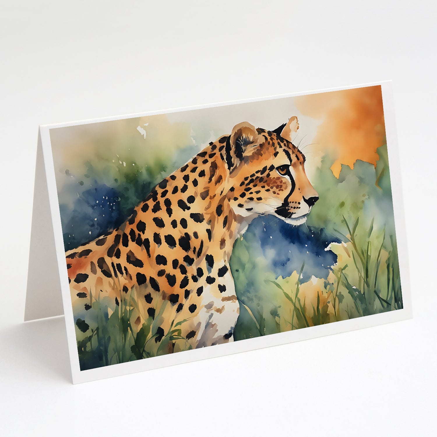 Cheetah Greeting Cards Pack of 8 Blank Cards with Envelopes Whimsical A7 Size 5x7
