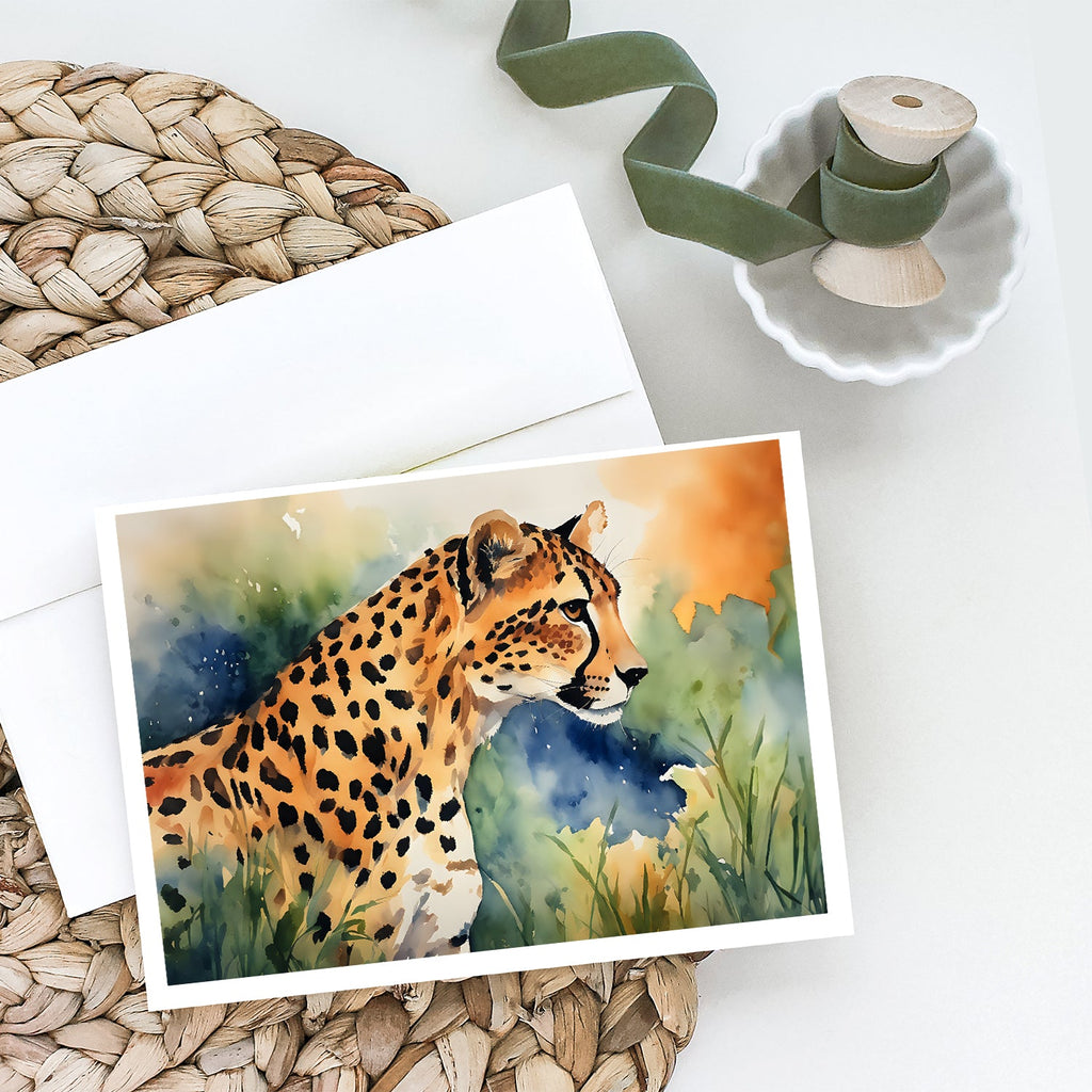 Cheetah Greeting Cards Pack of 8 Blank Cards with Envelopes Whimsical A7 Size 5x7