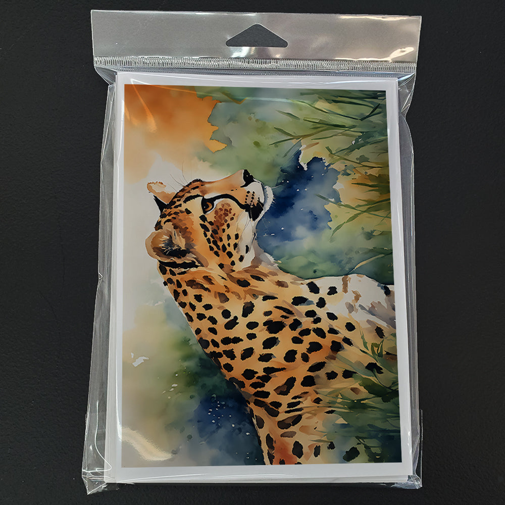 Cheetah Greeting Cards Pack of 8 Blank Cards with Envelopes Whimsical A7 Size 5x7