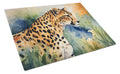 Cheetah Cutting Board Tempered Glass Kitchen Cutting Surface, Heat Resistant Chopping, Non-Slip Feet, Food Prep & Serving