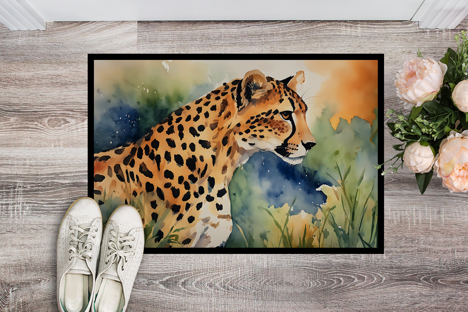 Cheetah Doormat Indoor Outdoor 18H X 27W Front Door Mat Rugs for Entryway, Non Slip Washable