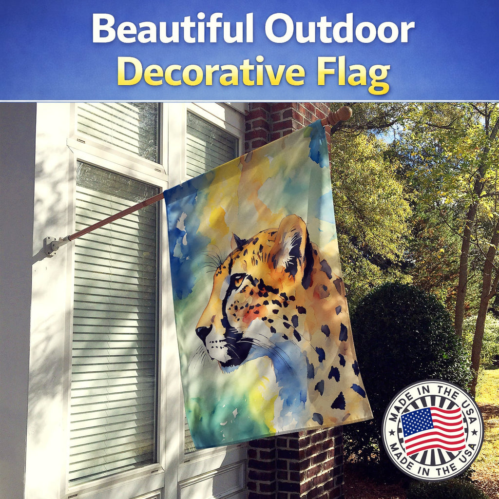 Cheetah House Flag 28x40 Porch Sleeve Pole Decorative Outside Yard Banner Artwork Wall Hanging, Polyester