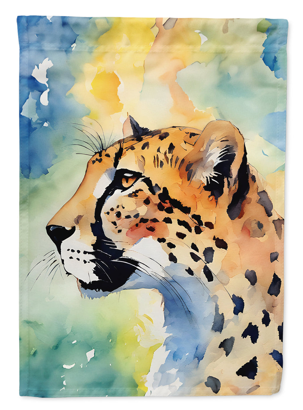 Cheetah House Flag 28x40 Porch Sleeve Pole Decorative Outside Yard Banner Artwork Wall Hanging, Polyester