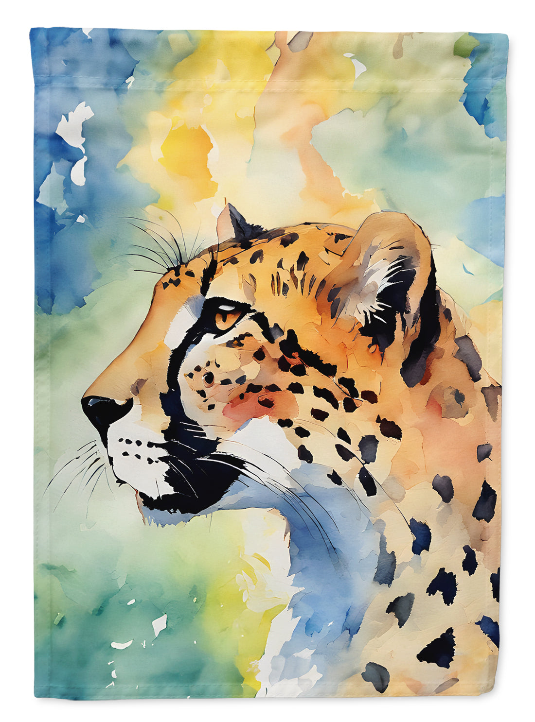 Cheetah House Flag 28x40 Porch Sleeve Pole Decorative Outside Yard Banner Artwork Wall Hanging, Polyester