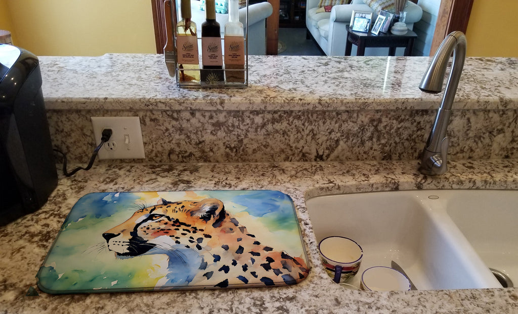 Cheetah Dish Drying Mat Absorbent Dish Drying Mat Pad for Kitchen Counter Dish Drainer Mat for Countertop, 14 x 21", Multicolor
