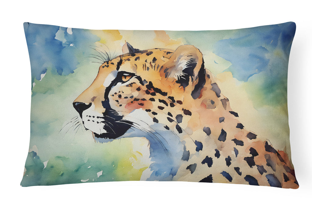 Cheetah Decorative Throw Pillow 12x16 Indoor Outdoor Accent Cushion, Fabric Cover with Insert for Sofa, Bed, Porch & Living Room