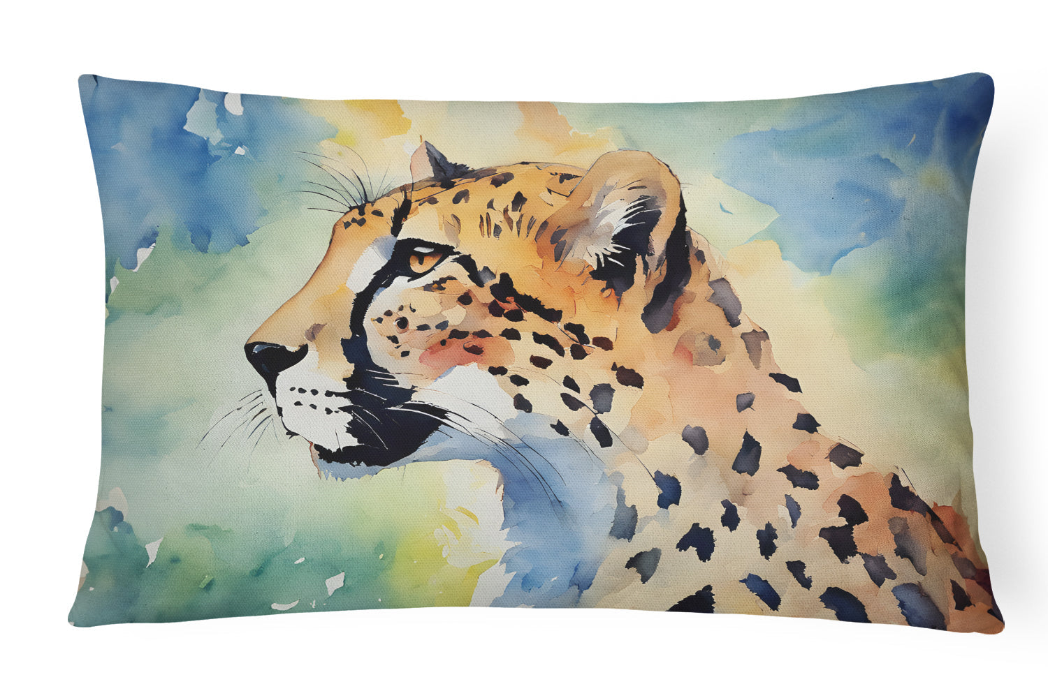 Cheetah Decorative Throw Pillow 12x16 Indoor Outdoor Accent Cushion, Fabric Cover with Insert for Sofa, Bed, Porch & Living Room