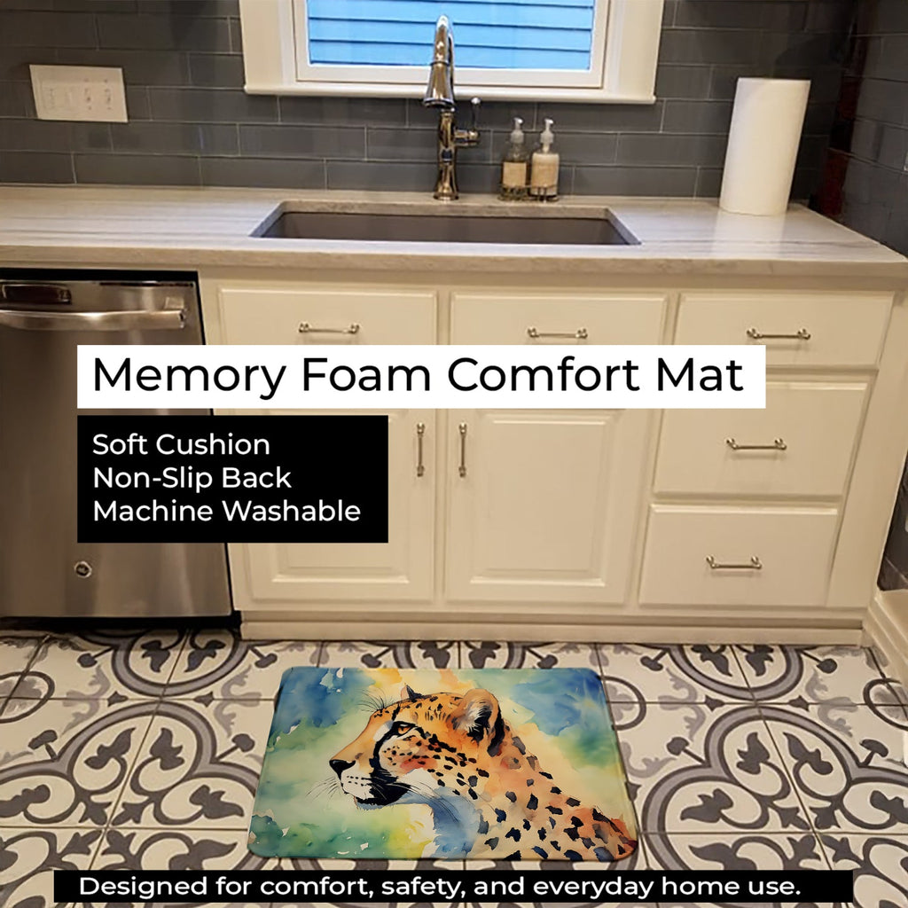 Cheetah Memory Foam Kitchen Mat Machine Washable Anti-Fatigue Cushion Comfort Bath or Kitchen Rug