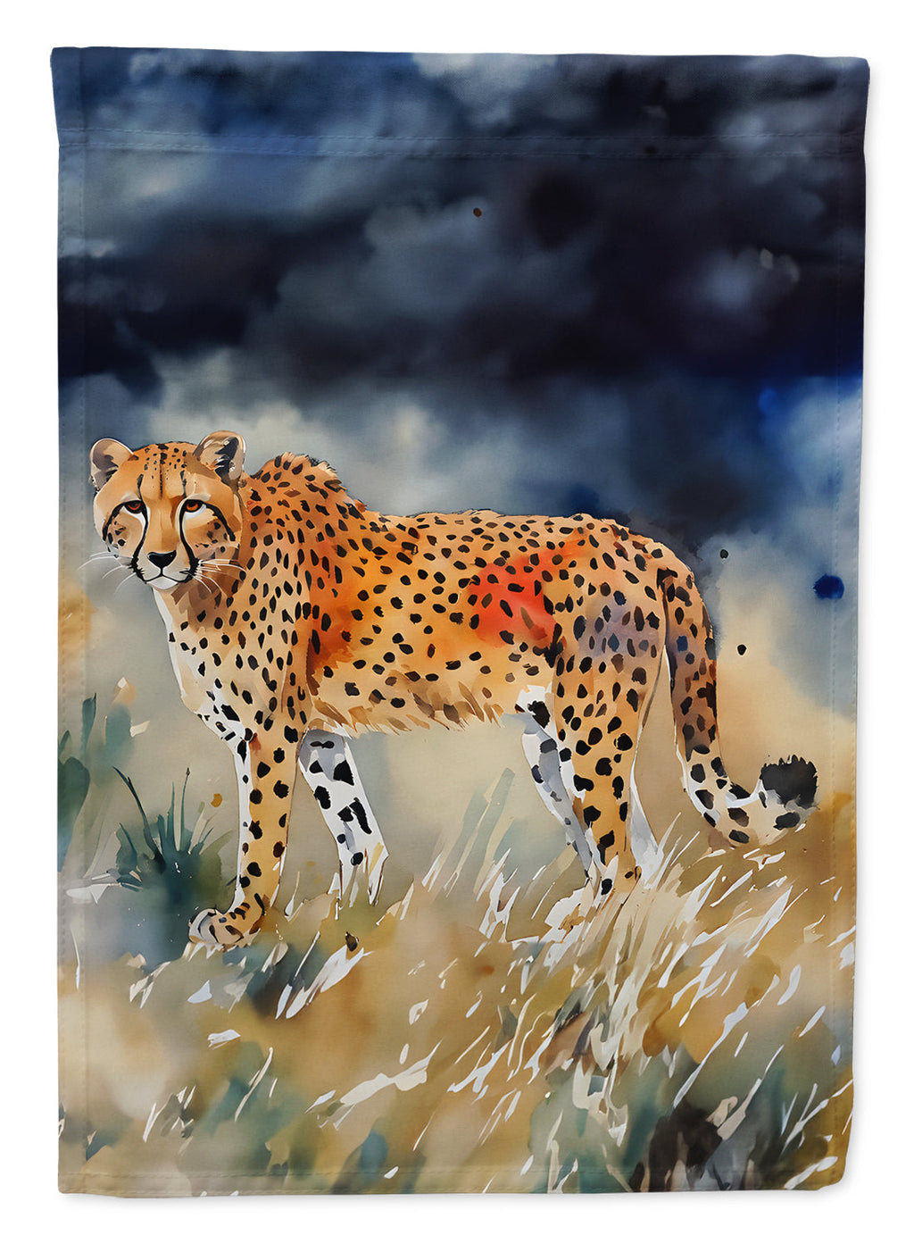 Cheetah House Flag 28x40 Porch Sleeve Pole Decorative Outside Yard Banner Artwork Wall Hanging, Polyester