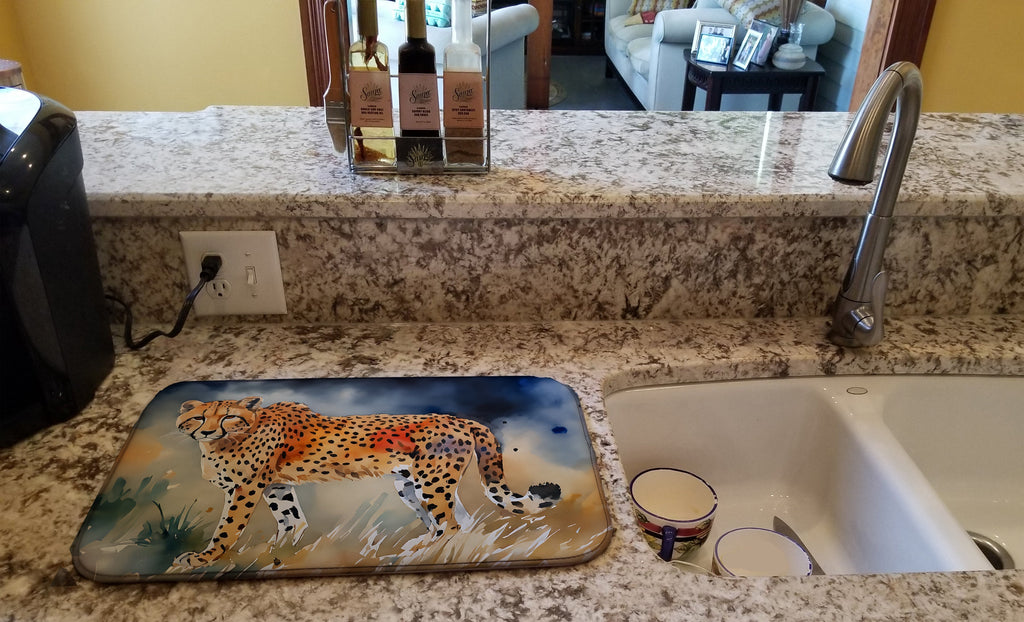 Cheetah Dish Drying Mat Absorbent Dish Drying Mat Pad for Kitchen Counter Dish Drainer Mat for Countertop, 14 x 21", Multicolor