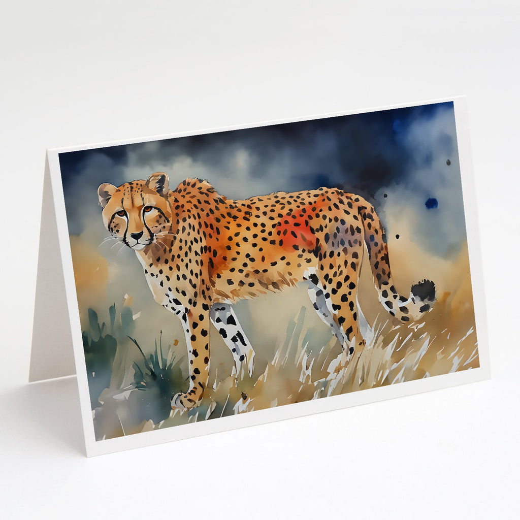 Cheetah Greeting Cards Pack of 8 Blank Cards with Envelopes Whimsical A7 Size 5x7