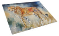Cheetah Cutting Board Tempered Glass Kitchen Cutting Surface, Heat Resistant Chopping, Non-Slip Feet, Food Prep & Serving