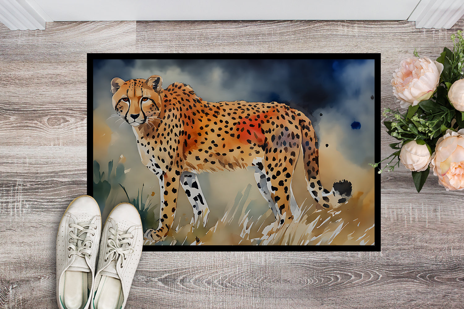 Cheetah Doormat Indoor Outdoor 18H X 27W Front Door Mat Rugs for Entryway, Non Slip Washable