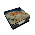 Cheetah PU Leather Note Paper Holder with Artist-Designed Cover, Desk Accessory, Office Gift