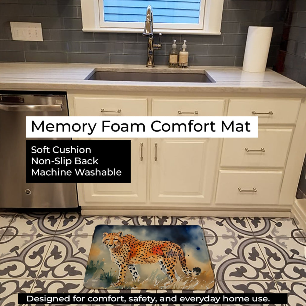 Cheetah Memory Foam Kitchen Mat Machine Washable Anti-Fatigue Cushion Comfort Bath or Kitchen Rug