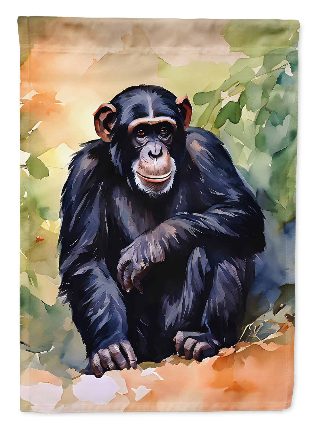 Chimpanzee House Flag 28x40 Porch Sleeve Pole Decorative Outside Yard Banner Artwork Wall Hanging, Polyester
