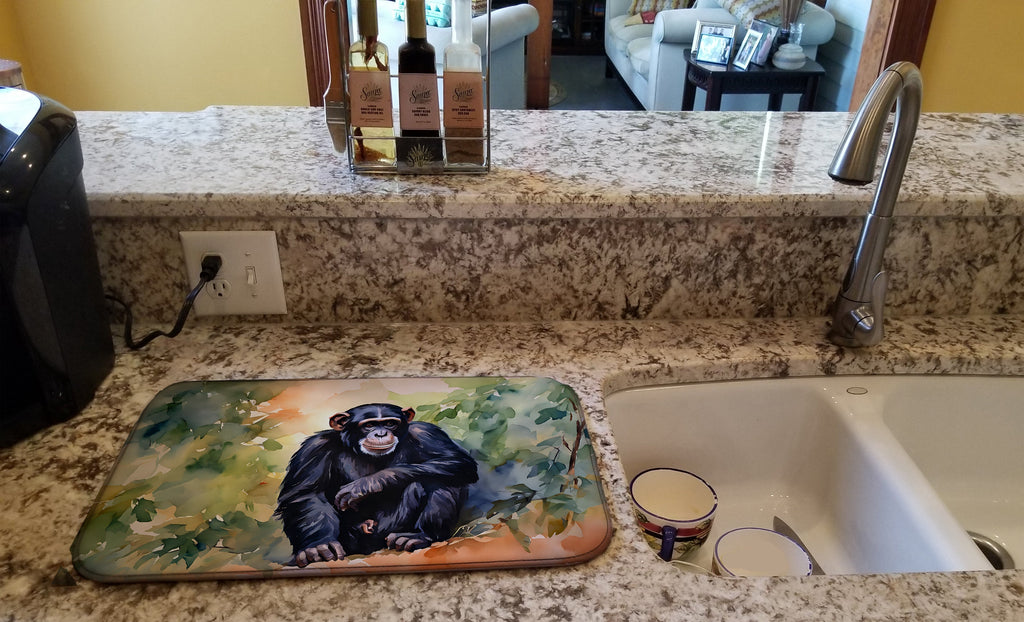 Chimpanzee Dish Drying Mat Absorbent Dish Drying Mat Pad for Kitchen Counter Dish Drainer Mat for Countertop, 14 x 21", Multicolor