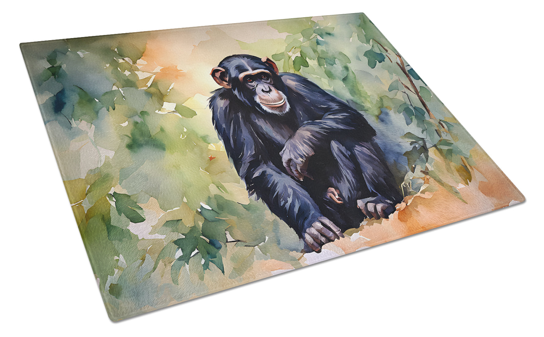 Chimpanzee Cutting Board Tempered Glass Kitchen Cutting Surface, Heat Resistant Chopping, Non-Slip Feet, Food Prep & Serving