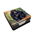 Chimpanzee PU Leather Note Paper Holder with Artist-Designed Cover, Desk Accessory, Office Gift