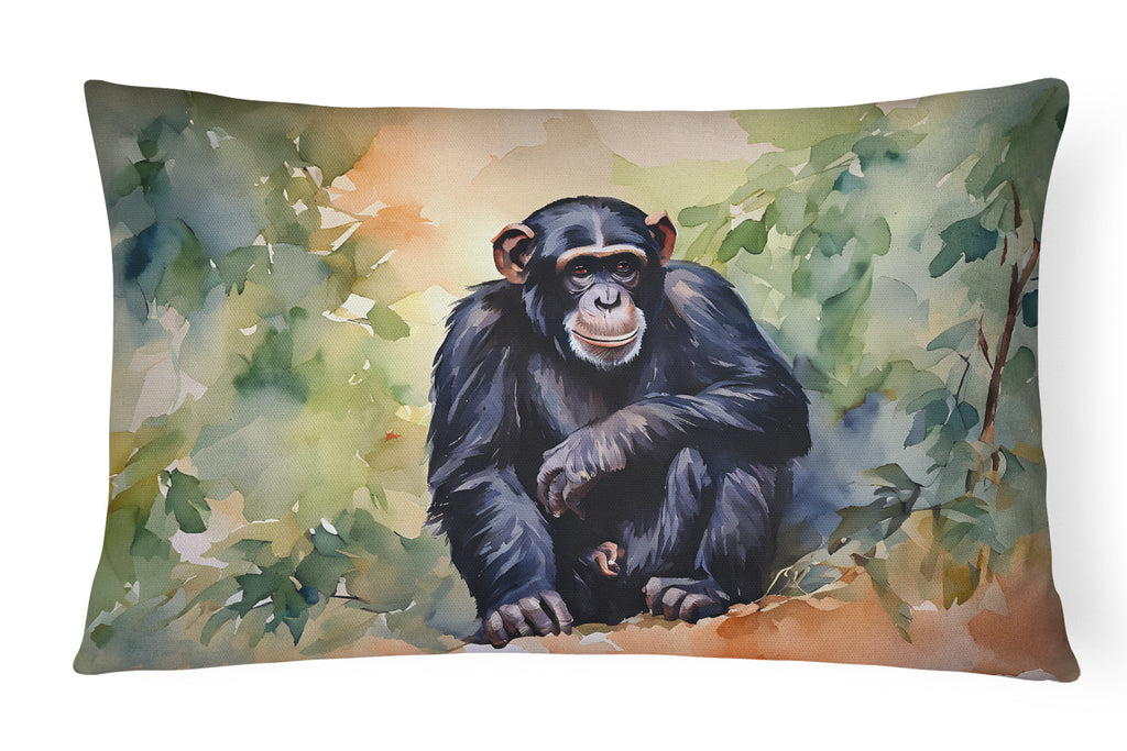 Chimpanzee Decorative Throw Pillow 12x16 Indoor Outdoor Accent Cushion, Fabric Cover with Insert for Sofa, Bed, Porch & Living Room