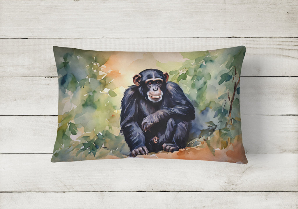 Chimpanzee Decorative Throw Pillow 12x16 Indoor Outdoor Accent Cushion, Fabric Cover with Insert for Sofa, Bed, Porch & Living Room