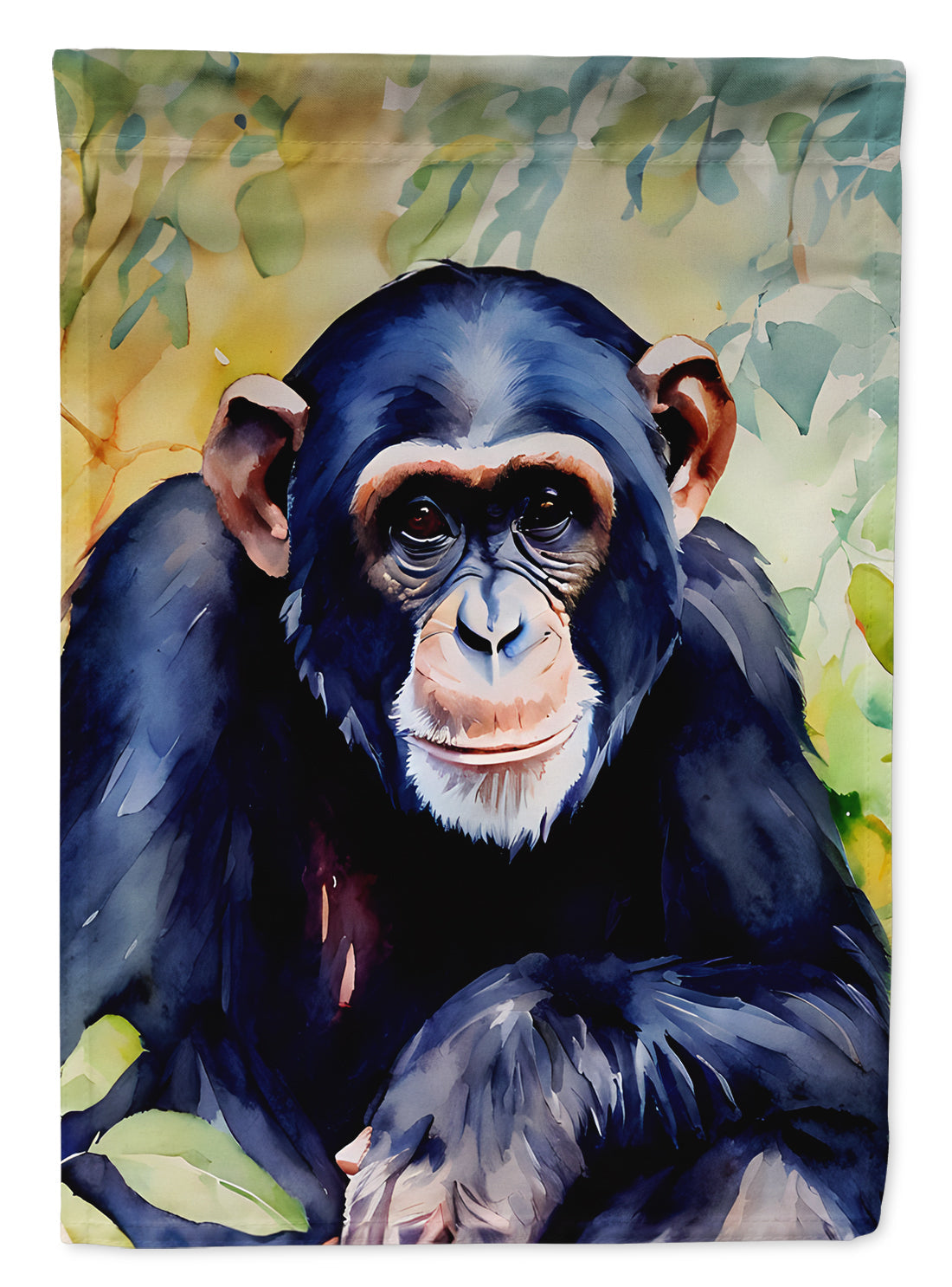 Chimpanzee House Flag 28x40 Porch Sleeve Pole Decorative Outside Yard Banner Artwork Wall Hanging, Polyester