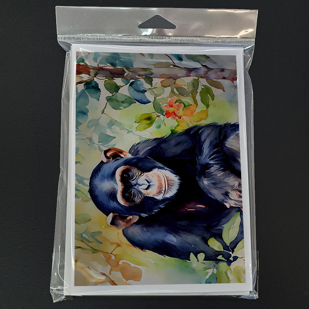 Chimpanzee Greeting Cards Pack of 8 Blank Cards with Envelopes Whimsical A7 Size 5x7