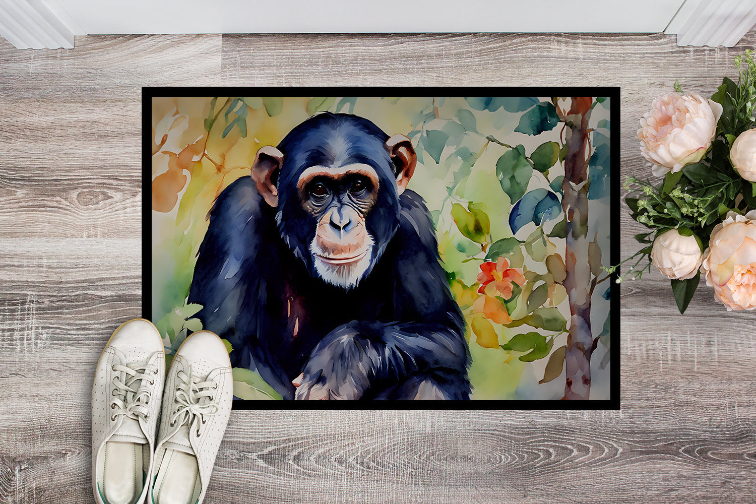 Chimpanzee Doormat Indoor Outdoor 24H X 36W Front Door Mat Rugs for Entryway, Non Slip Washable Low Pile,