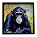 Chimpanzee Framed Metal Print Bathroom, Kitchen, Office, Home Decor Wall Art Ready to Hang, Square, 8X8
