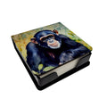 Chimpanzee PU Leather Note Paper Holder with Artist-Designed Cover, Desk Accessory, Office Gift