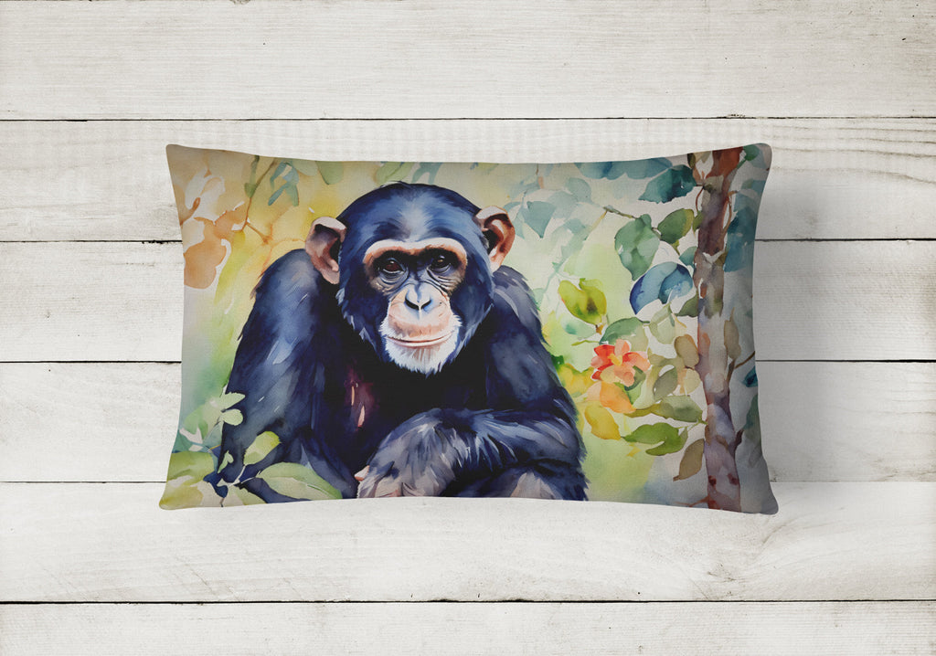 Chimpanzee Decorative Throw Pillow 12x16 Indoor Outdoor Accent Cushion, Fabric Cover with Insert for Sofa, Bed, Porch & Living Room