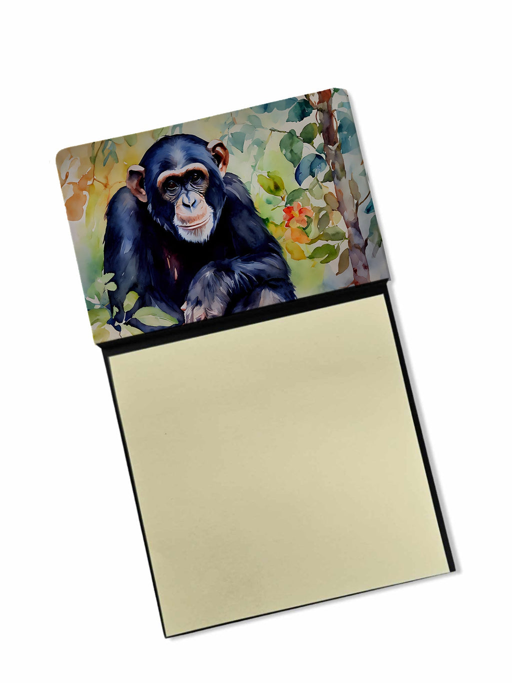 Chimpanzee Watercolor Sticky Note Holder Refillable Dispenser Desk Accessory 3x3 Pad Gift