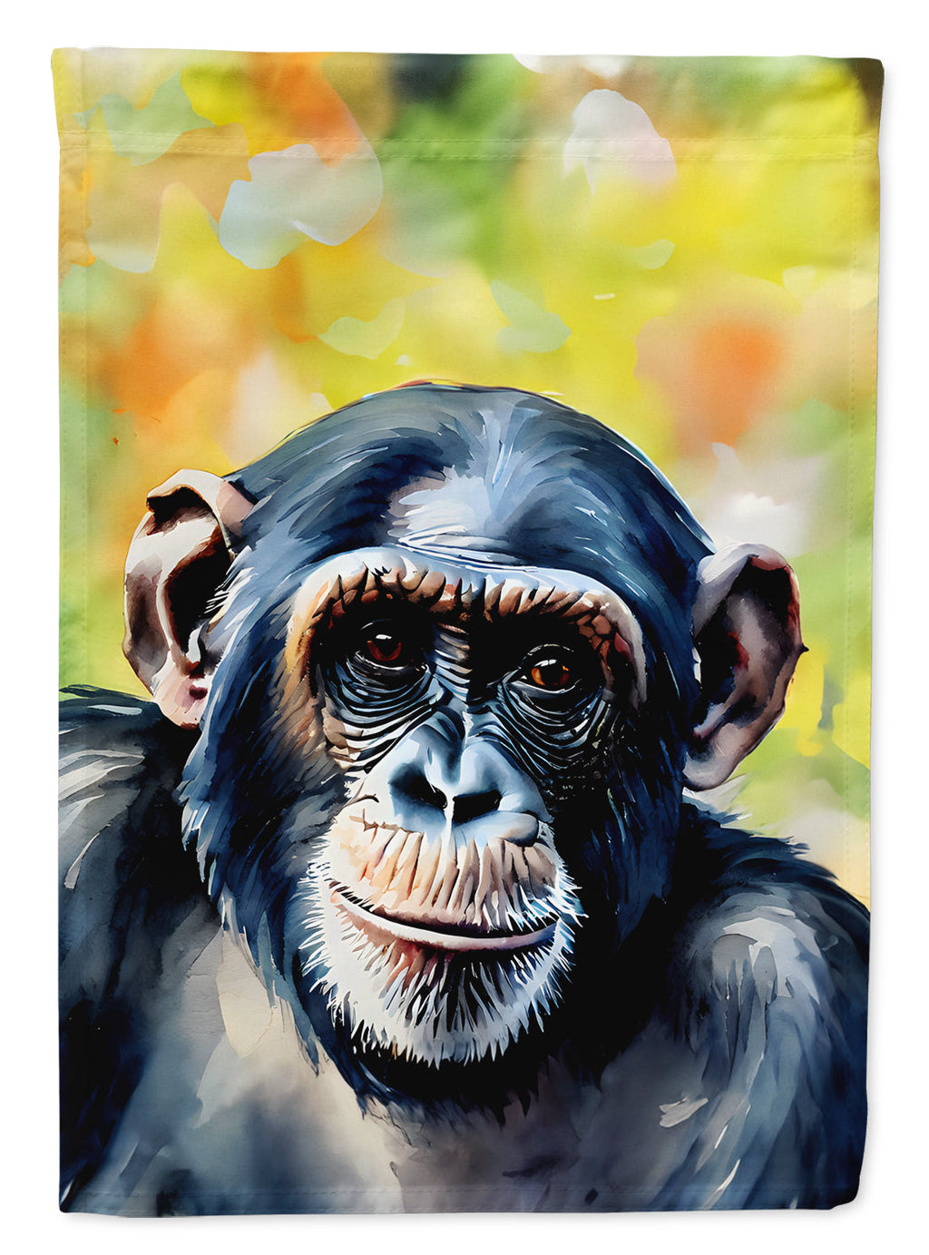 Chimpanzee House Flag 28x40 Porch Sleeve Pole Decorative Outside Yard Banner Artwork Wall Hanging, Polyester