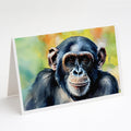 Chimpanzee Greeting Cards Pack of 8 Blank Cards with Envelopes Whimsical A7 Size 5x7